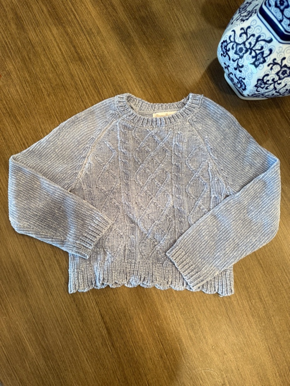 Tommy Bahama Light Blue Soft Cable Knit Crewneck Sweater Sz S 5/6